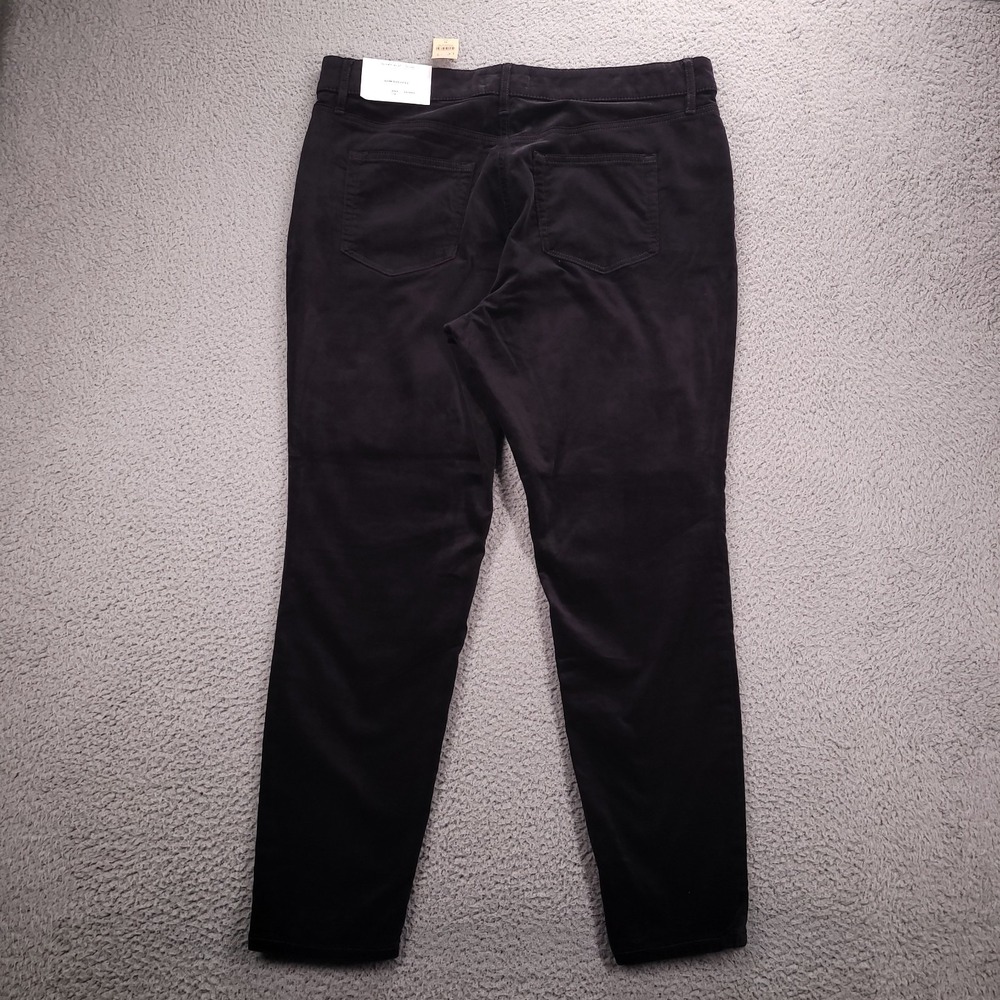 LOFT PLUS Pants Size 16 Black Velour‎ Slim Pockets Skinny High Rise NEW